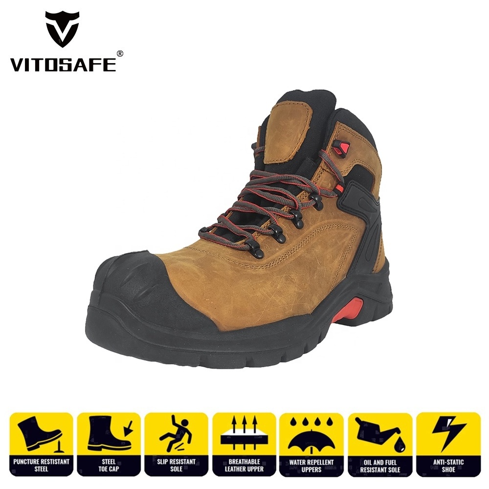 VITOSAFE Good Quality Mid-cut Industrial Anti Static Steel Toe Security Boots Safety Shoes for Men