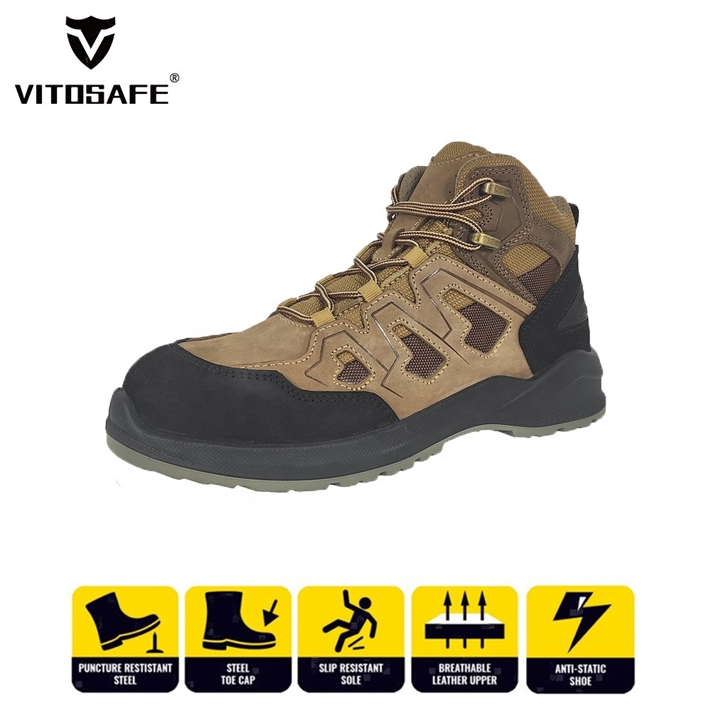 VITOSAFE OEM Customized Construction Light Weight Steel Toe Work Boots Safety Shoes For Men