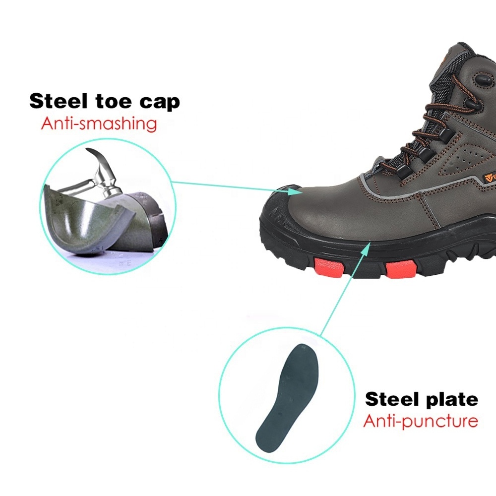 VITOSAFE Wholesale Labor Footwear Construction Leather Protective Mens Work Boots Safety Shoes with Steel toe