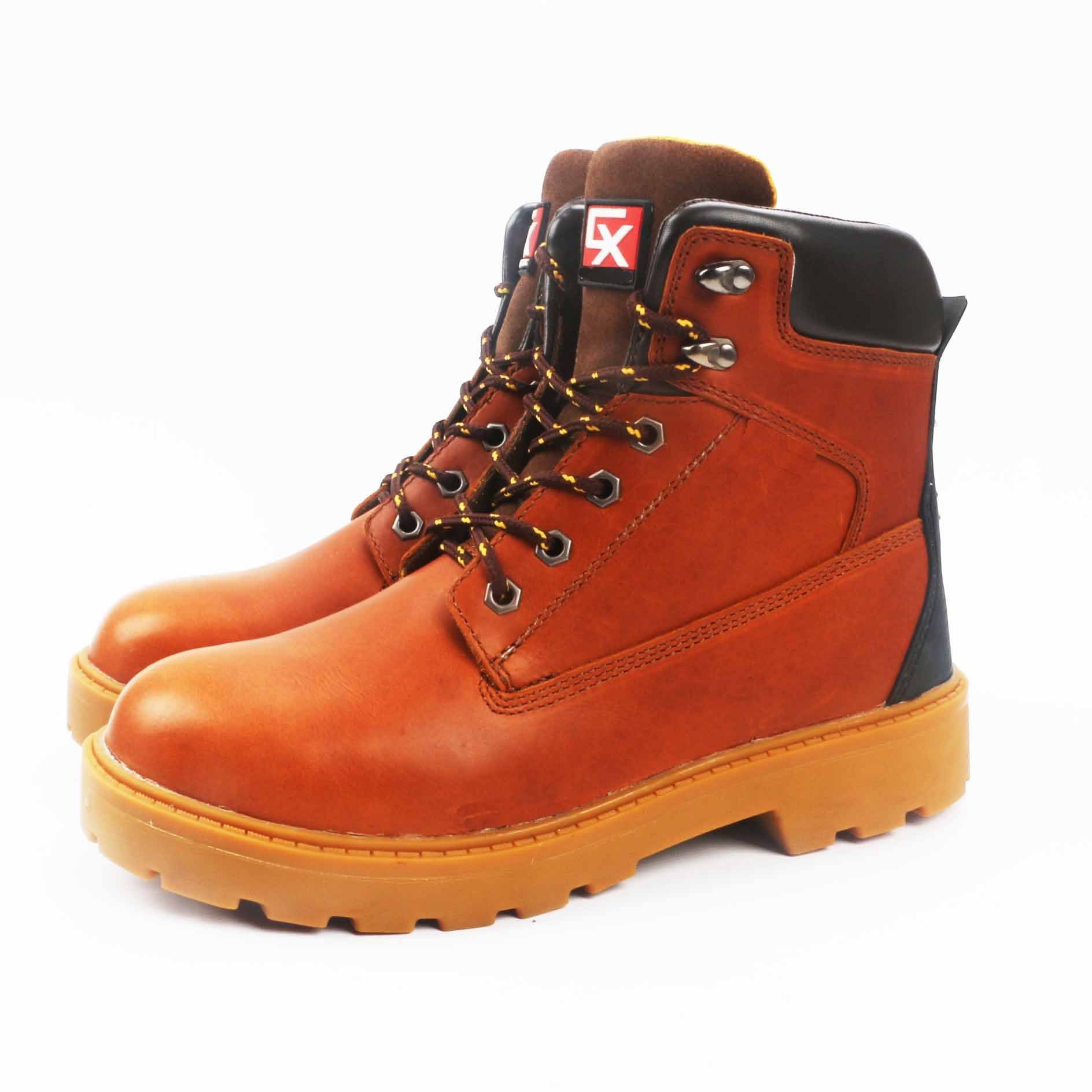 High quality work time waterproof full grain leather steel toecap fire fighting slip on rubber sole safety goodyear welted boots