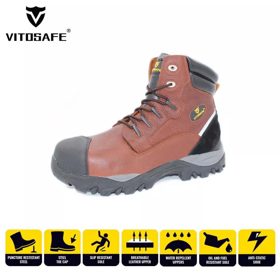 Genuine leather men work cleanroom slip construction insulated composite toe waterproof safety boots