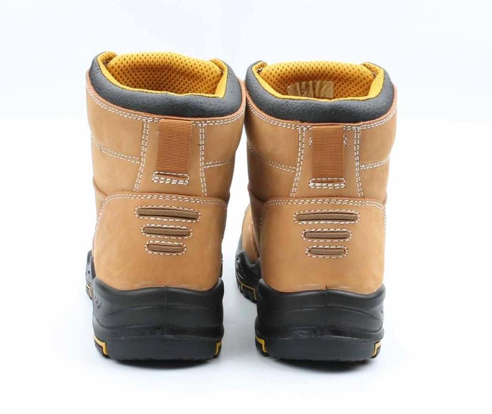 Cheap price pu injection full grain cow leather slip resistant hot sell high cut steel toecap safety shoes