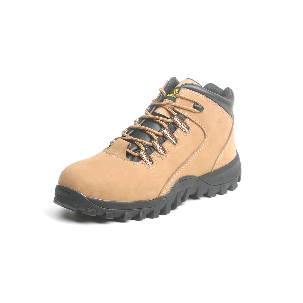 industrial construction breathable waterproof oil resistant nubuck leather steel toe safety shoes for men