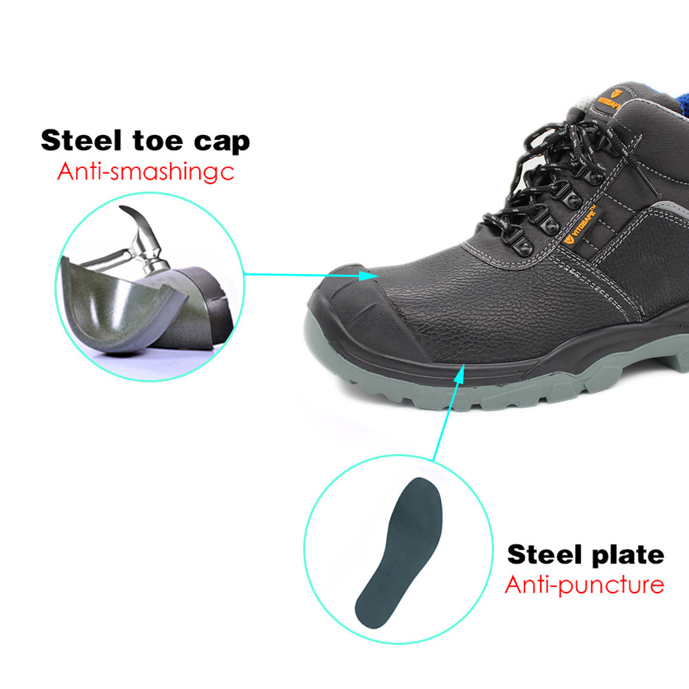 Anti vibration esd steel toe woodland sport leather breathable black safety shoes boots S3