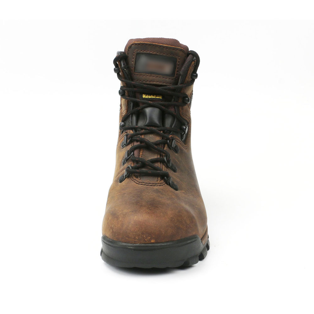 Brown Nubuck Cow Leather Waterproof Hot Oil Resistant Dielectric Insulated Rubber Steel Toe Work Safety Shoes