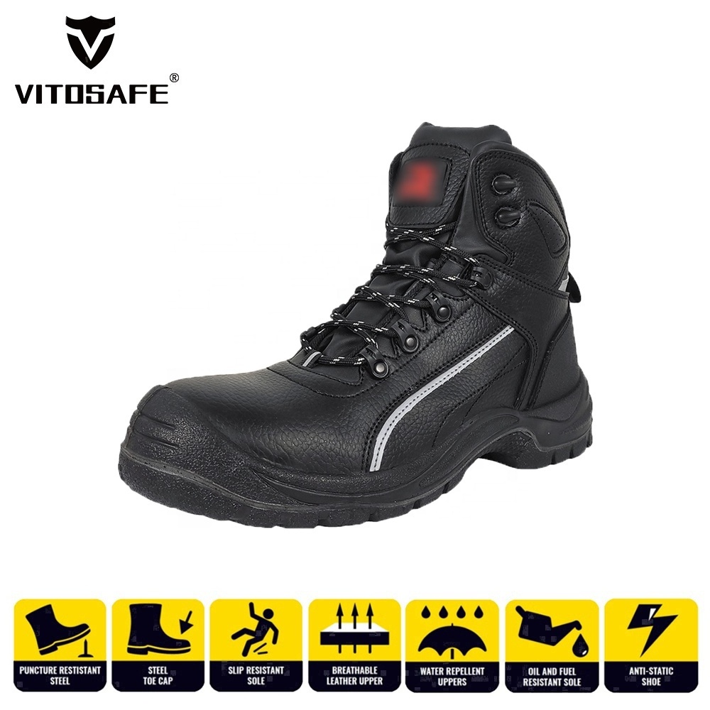 VITOSAFE Wholesale Labor Footwear Black Protective S3 Steel Toe Working Boots Safety Shoes for Men