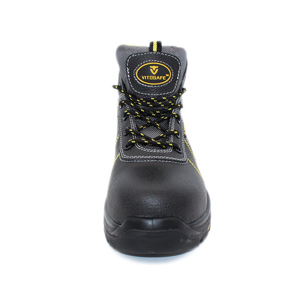 Black embossed leather coal mining composite toe safety shoes tactical boots with shoelace footwear for work