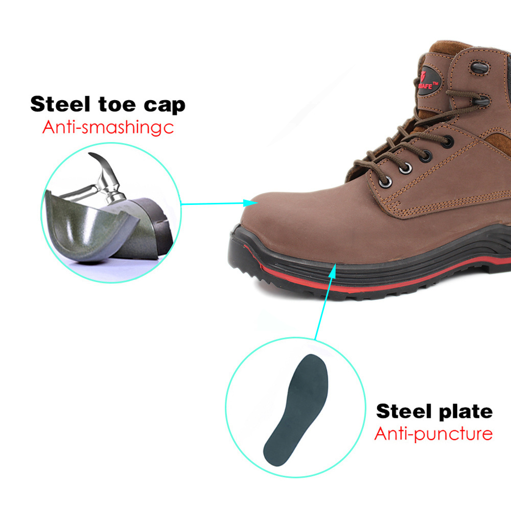 Work Wholesale Steel Toe GENUINE Leather Rubber Esd Boots for Men