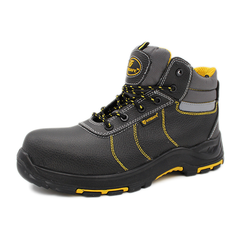 Black embossed leather coal mining composite toe safety shoes tactical boots with shoelace footwear for work