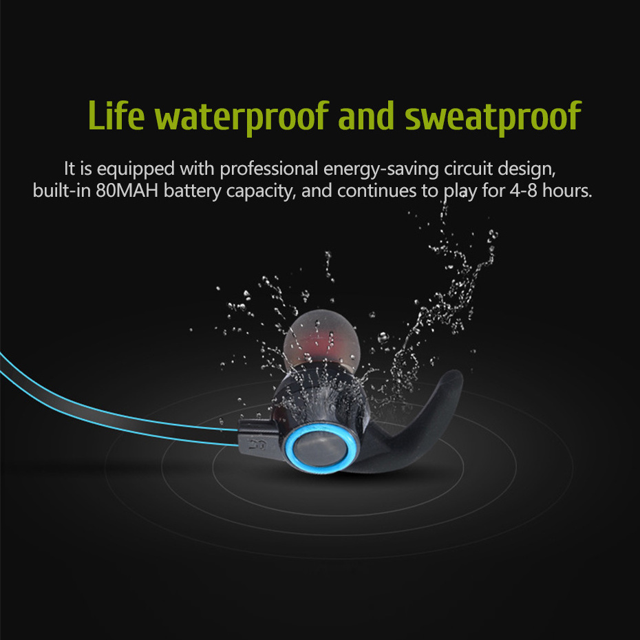 AMW-810 Sport Wireless Bluetooth Earphones headset In-ear neckband headphone Stereo Noise Cancellation earbuds with Mic