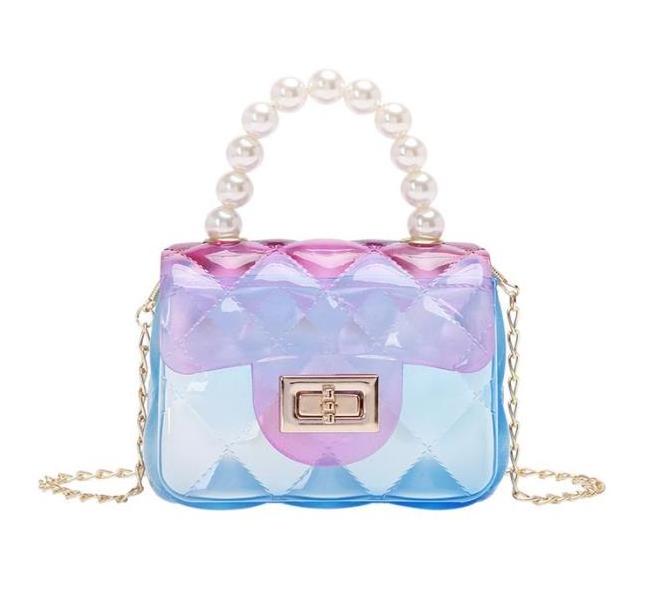 2022 wholesale pretty girls sling bag summer clear shoulder bag, mini rainbow color clear jelly girl's bag sling messenger pouch