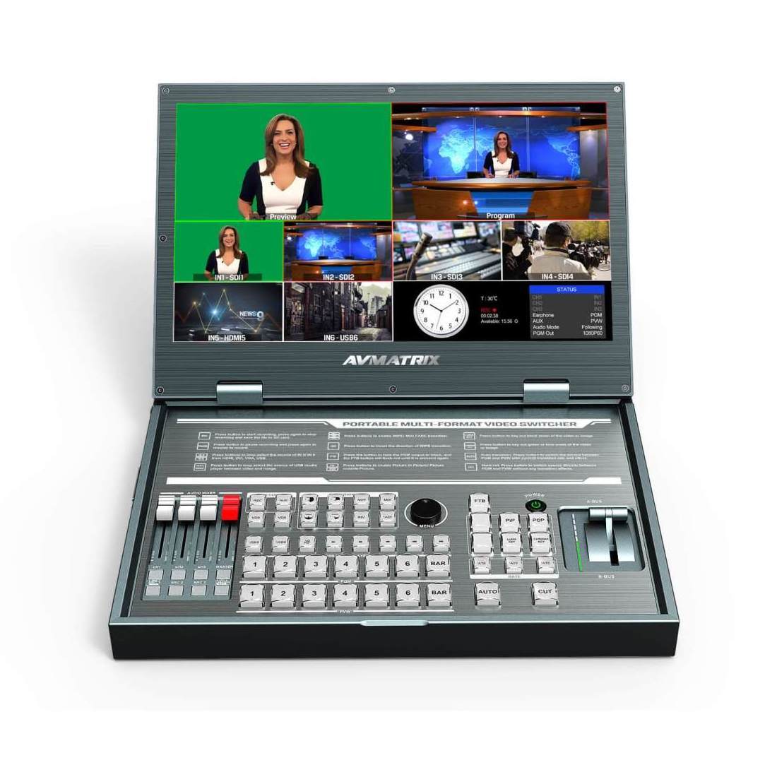 Lilliput AVMatrix PVS0615U 6 Channel Multi-format Video Switcher 15.6 inch FHD HDM SDI Video Mixer Switcher Live Streaming