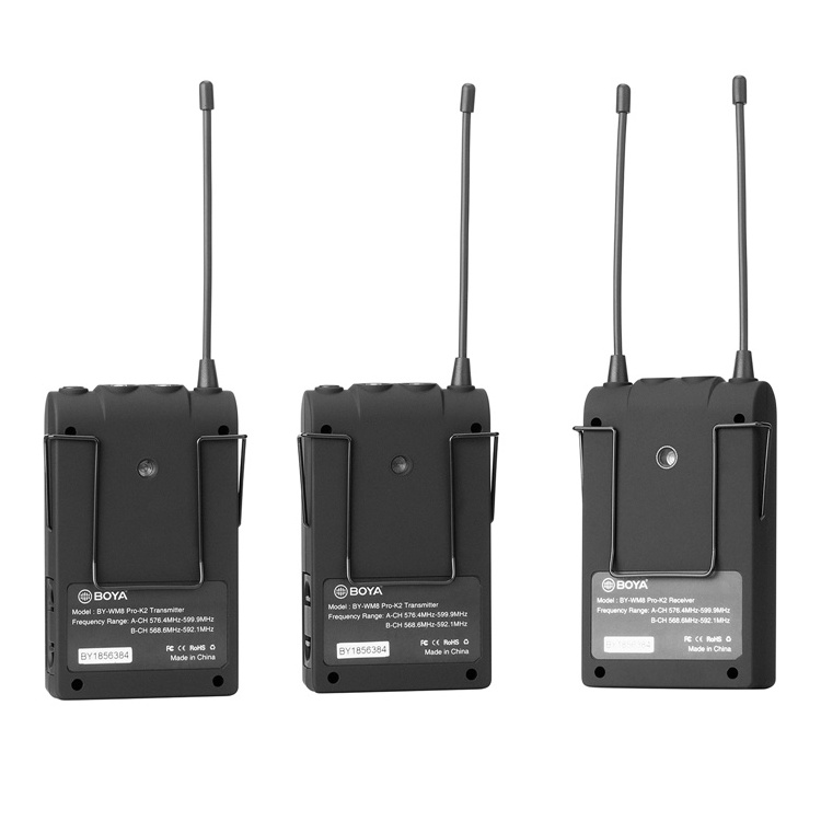 BOYA BY-WM8 Pro-K2 UHF Dual-Channel Lavalier Wireless Microphone System with LCD Screen for Canon Nikon DSLR Camera Camcorder