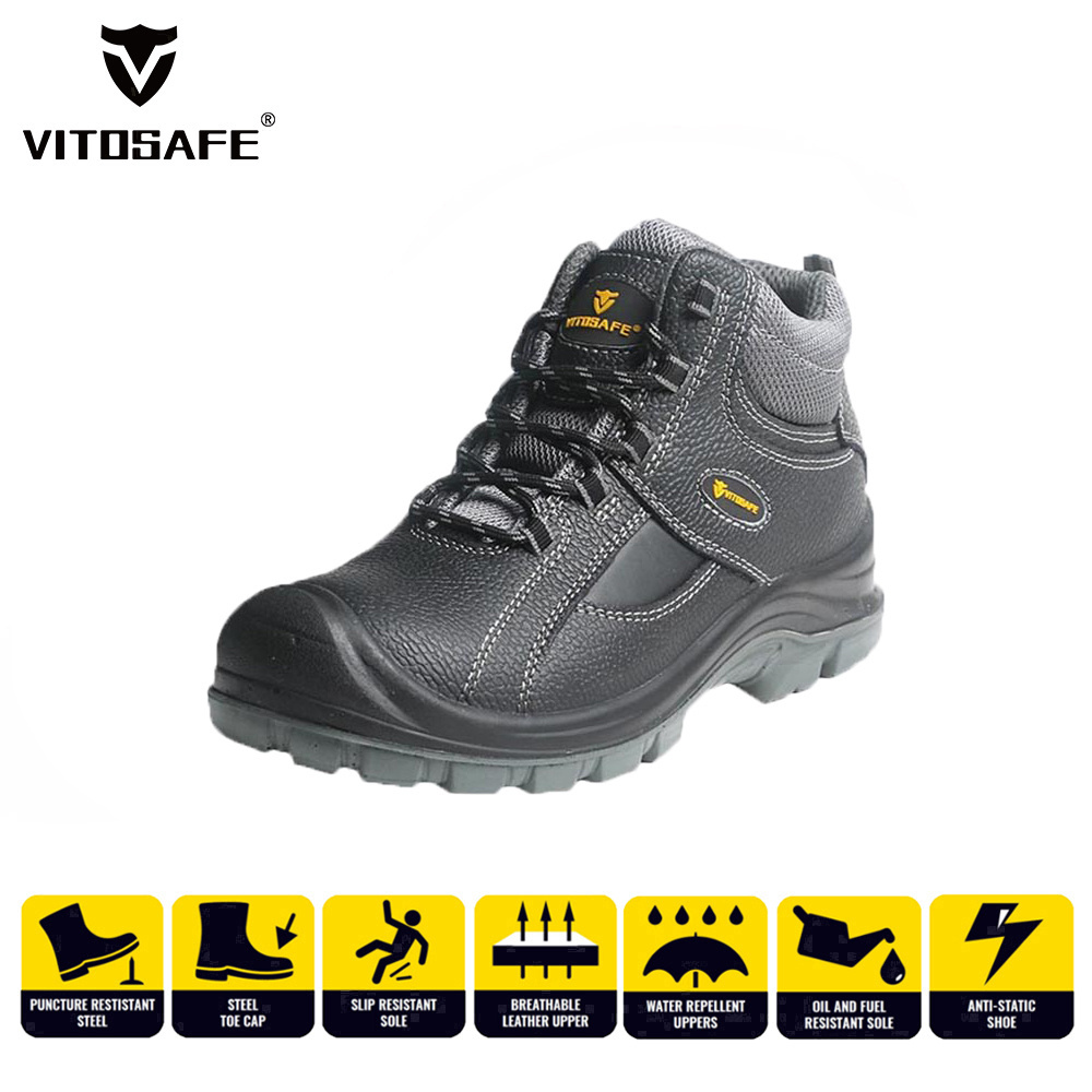 Breathable OEM Industrial S3 Steel Toe Work Boots Men Safety Shoes