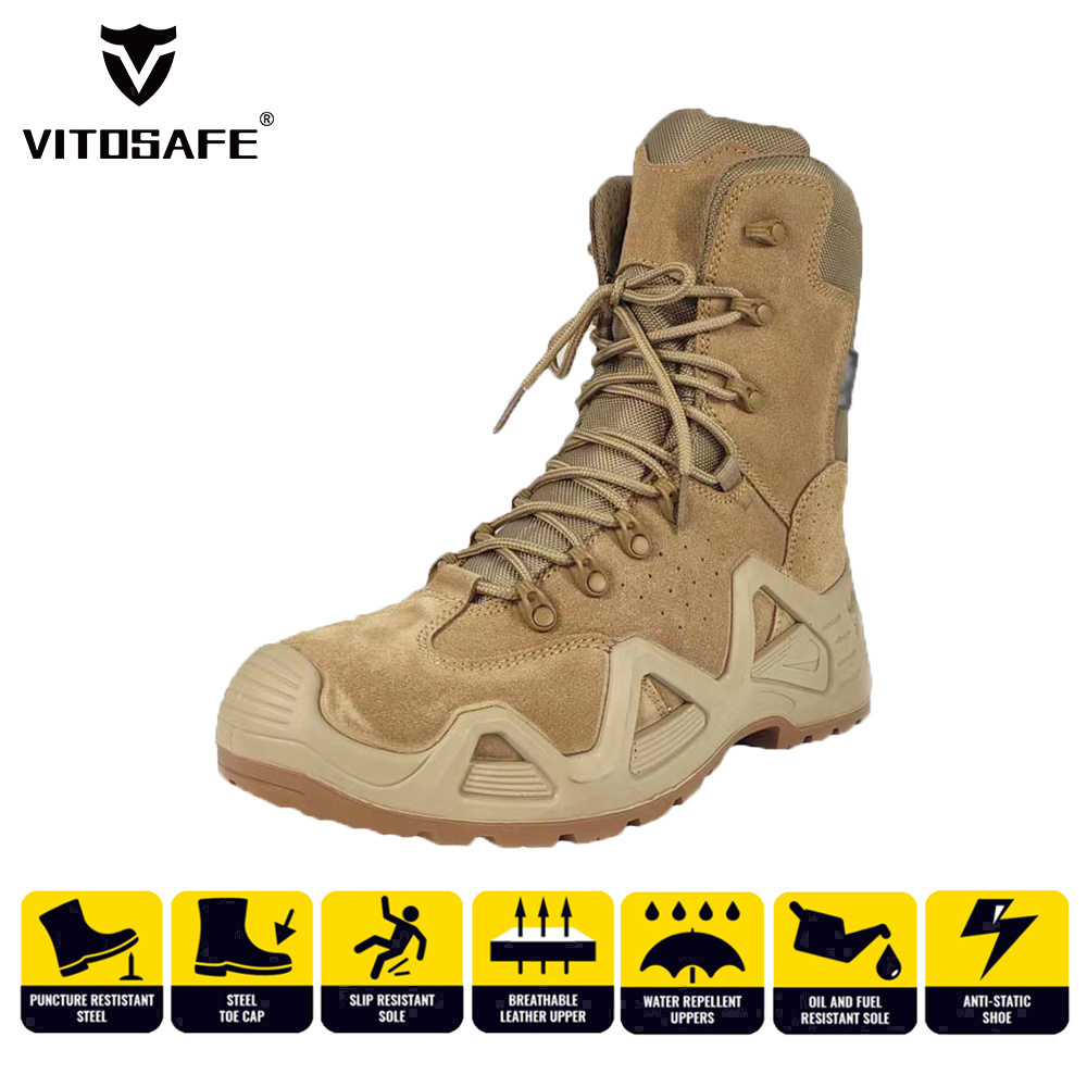 Waterproof Outdoor Steel Toe Desert Safety Shoes S3 Tactical Combat Boots for Men