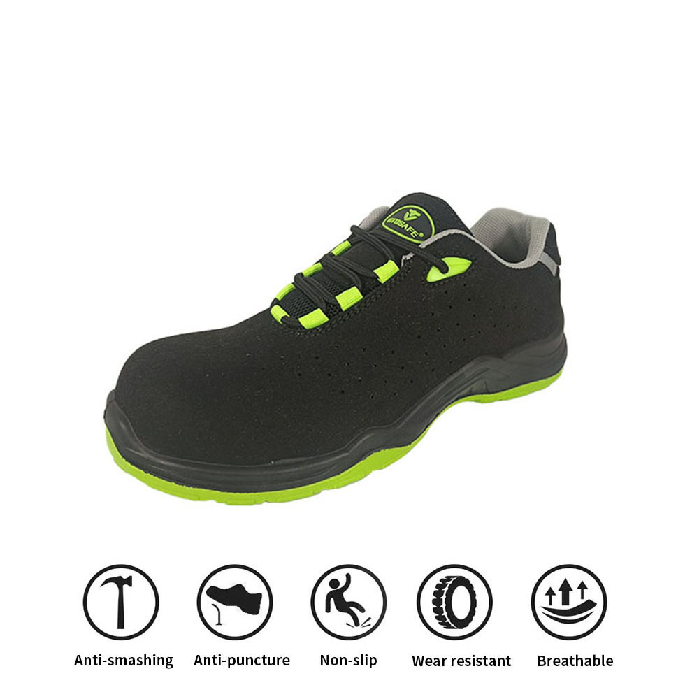 VITOSAFE S1P Black Suede Leather Anti-puncture Non Slip Breathable Outdoor Steel Toe Safety Shoes