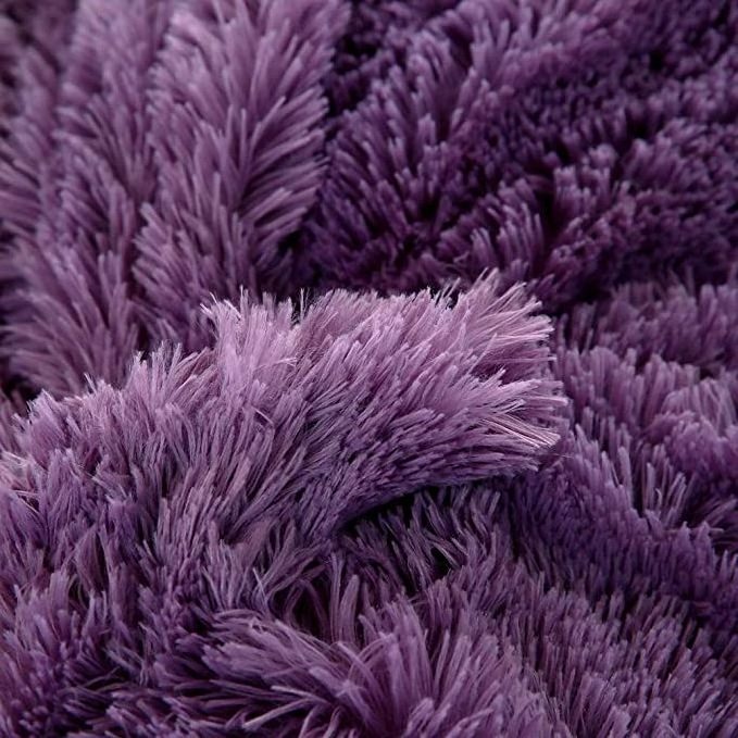 Purple  color Long Plush Shaggy Duvet Cover Set Luxury Ultra Soft Crystal Velvet Bedding Sets