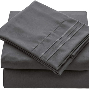 King Size Bedding Sheet Set 4 Piece Hotel Luxury Bed Sheets Extra Soft Deep Pockets Easy Fit Grey Color