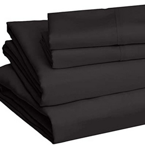 Luxury Bamboo Sheets 4 Piece Bedding Set  Soft, Breathable Deep Pocket 1 Fitted Sheet 1 Flat 2 Pillow Cases Twin Black