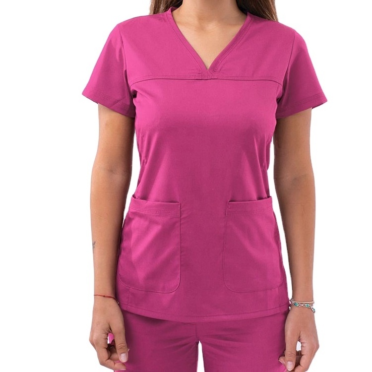 Custom Logo Scrub Suit For Women Shorts Sleeve Top Class Scrub Sets Wholesale Designer Medical Scrubs Uniform