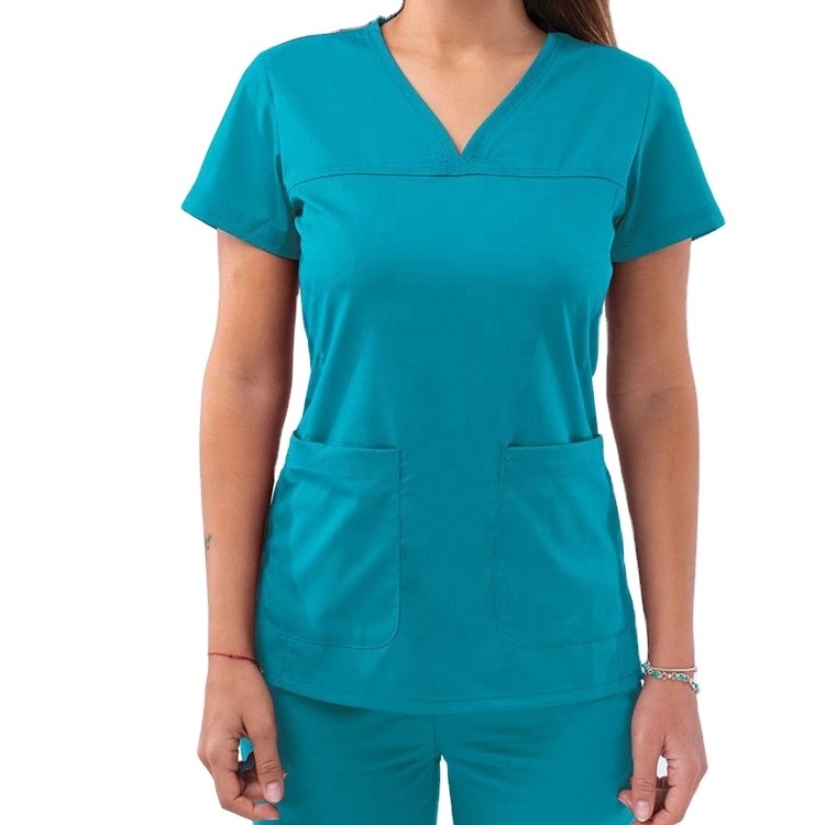 Custom Logo Scrub Suit For Women Shorts Sleeve Top Class Scrub Sets Wholesale Designer Medical Scrubs Uniform