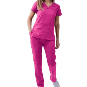 Custom Logo Scrub Suit For Women Shorts Sleeve Top Class Scrub Sets Wholesale Designer Medical Scrubs Uniform