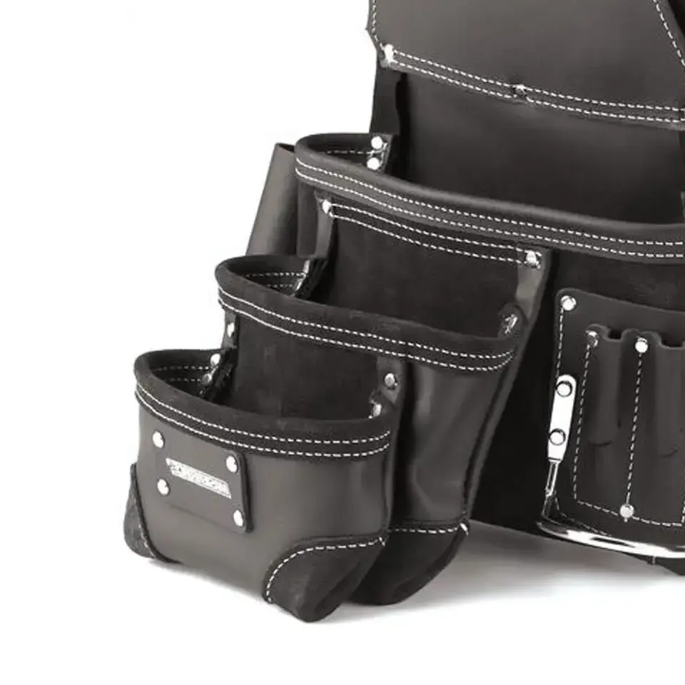 Custom Heavy Duty Adjustable Leather Electrician Engineer Waist Tool Belt Bag with Suspender