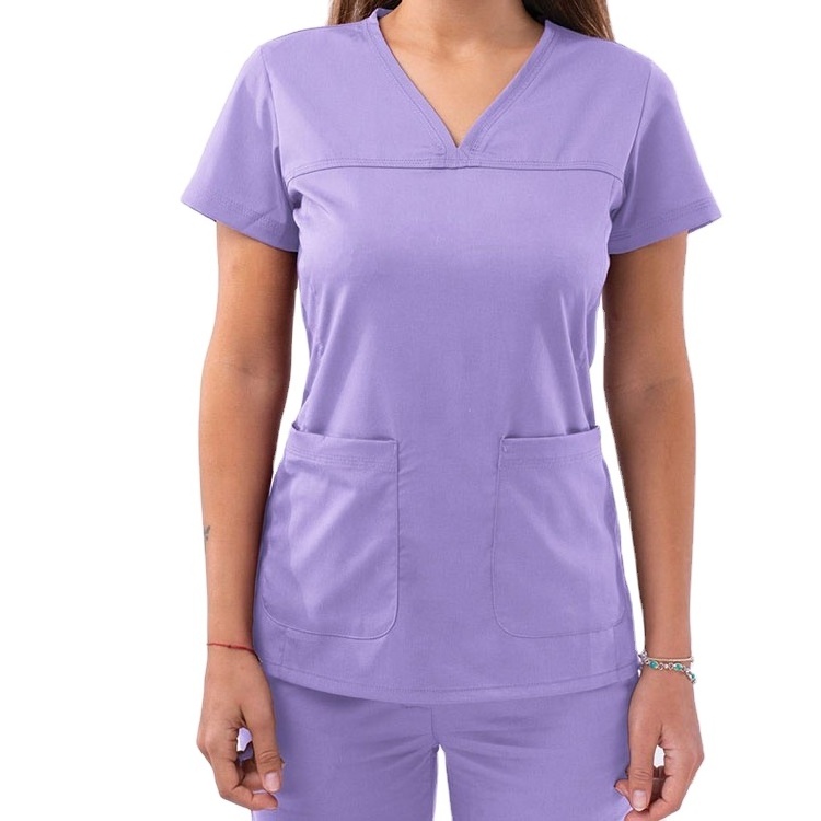 Custom Logo Scrub Suit For Women Shorts Sleeve Top Class Scrub Sets Wholesale Designer Medical Scrubs Uniform