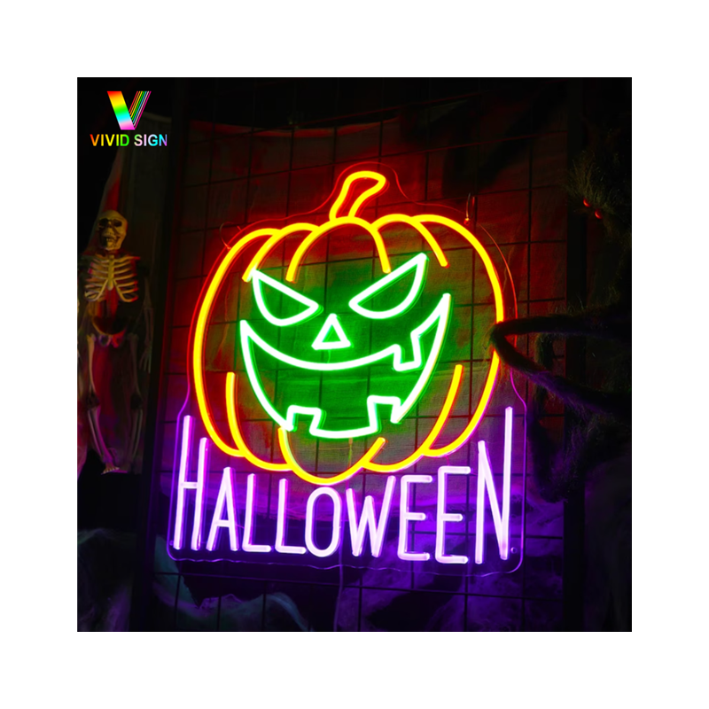 China Supplier custom flex neon Halloween party wall decor led lighting pumpkin neon sign