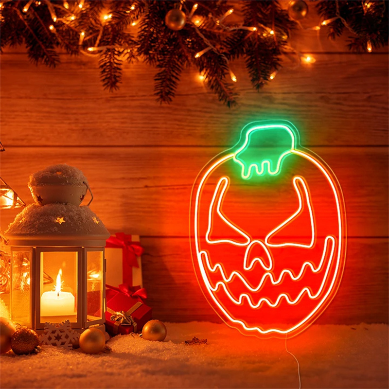 China Supplier custom flex neon Halloween party wall decor led lighting pumpkin neon sign