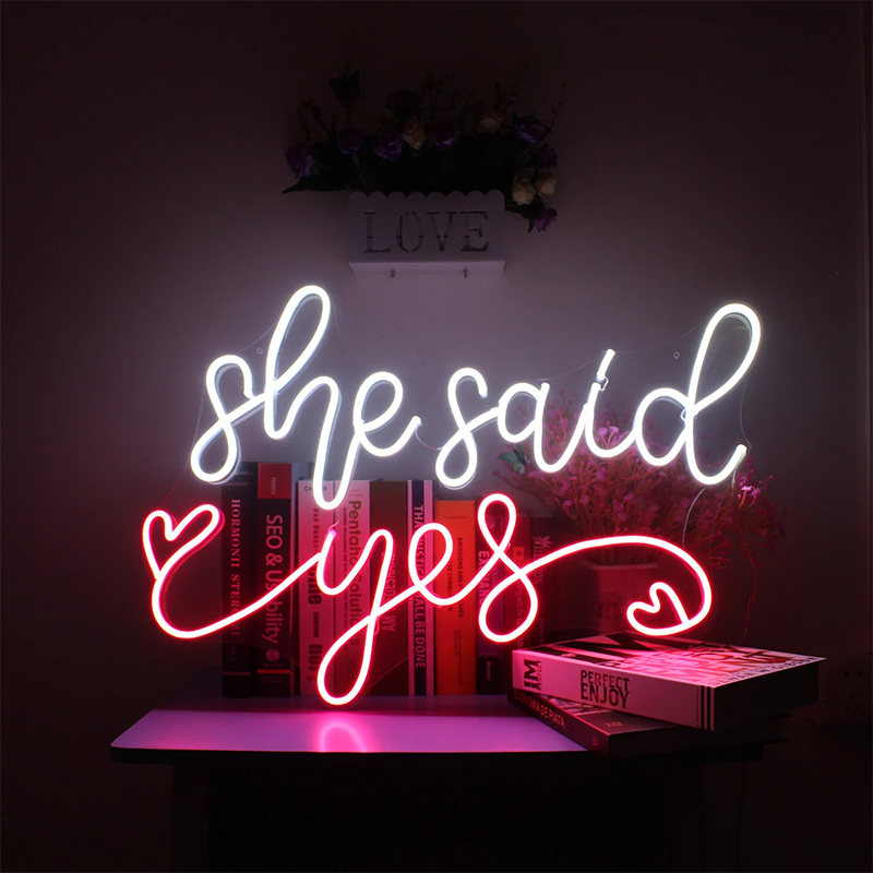 wholesale battery power neon sign custom led wedding party signs neon decoration she said yes neon sign