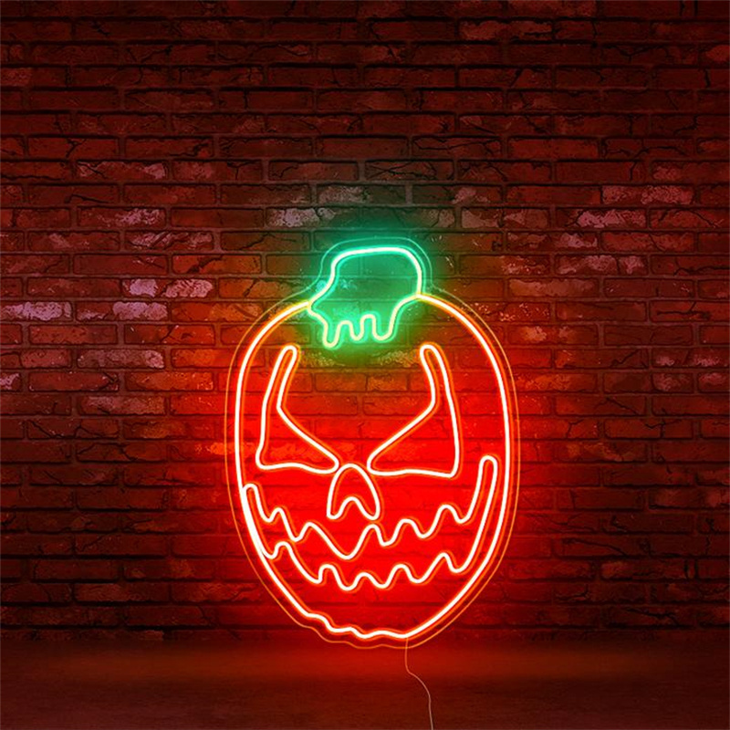 China Supplier custom flex neon Halloween party wall decor led lighting pumpkin neon sign