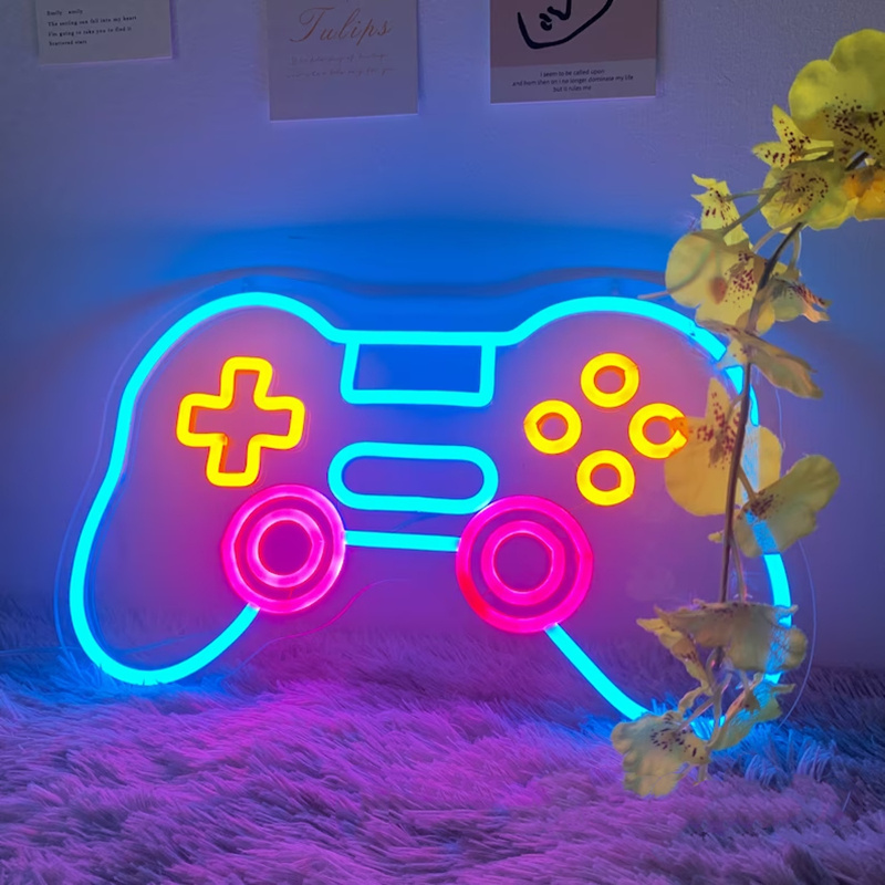 Game Neon Sign Game pad Controller Gaming Wall Lights Decor For Game Room Blue Gamer Console Neon Lights For Children