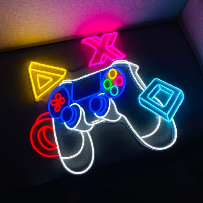 Game Neon Sign Game pad Controller Gaming Wall Lights Decor For Game Room Blue Gamer Console Neon Lights For Children