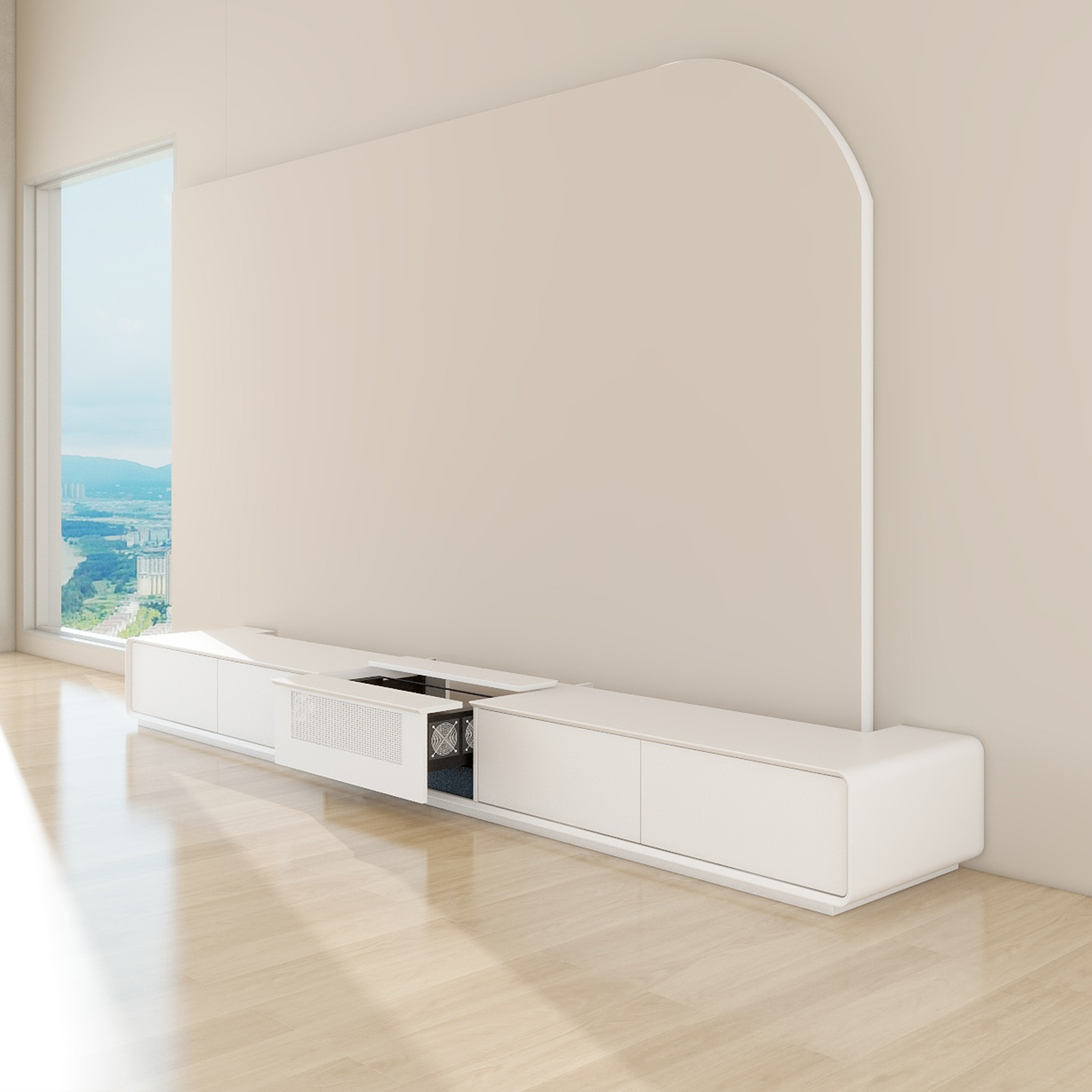 VIVIDSTORM Motorised Laser TV Cabinet projection screen integrated cabinet for all UST projector Copenhagen cabinet