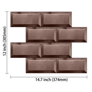 Red subway Easy cut and DIY Peel and Stick Wall Tile 4MM Thickness tiles Waterproof for kitchen backsplash