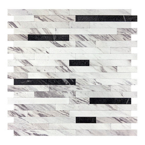 Faux Stone Aluminium and PVC Peel and Stick Backsplash Mosaic Tile for Shower Kitchen Living Room