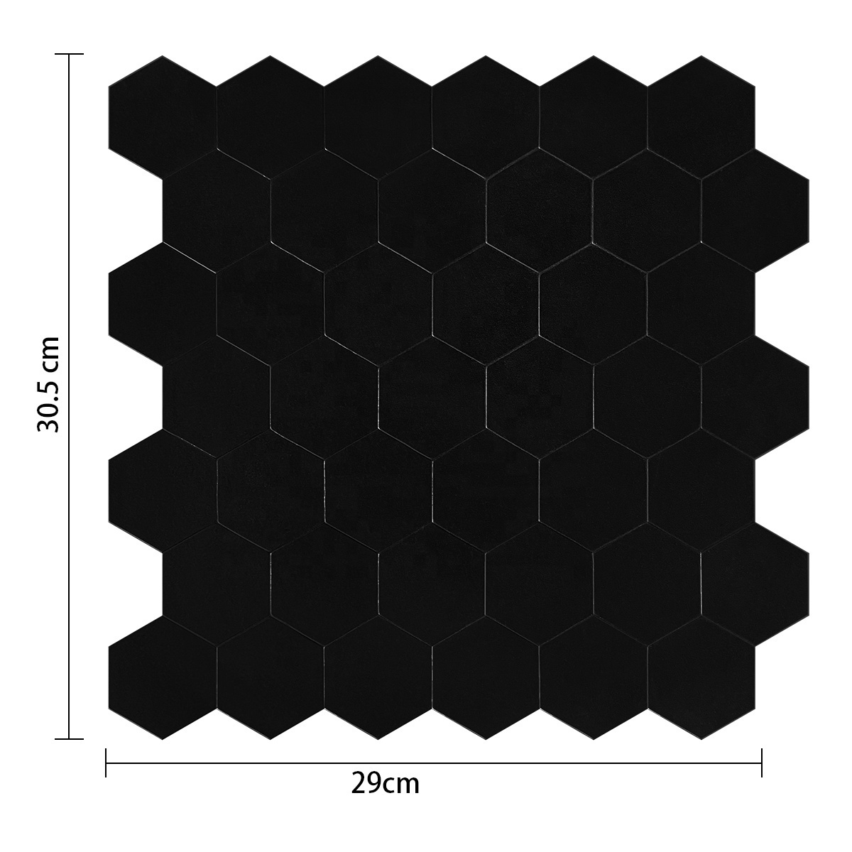 Mosaic Factory Self-Adhesive Hexagon Mosaics  Decorative Black Matt Hexagon Tiles