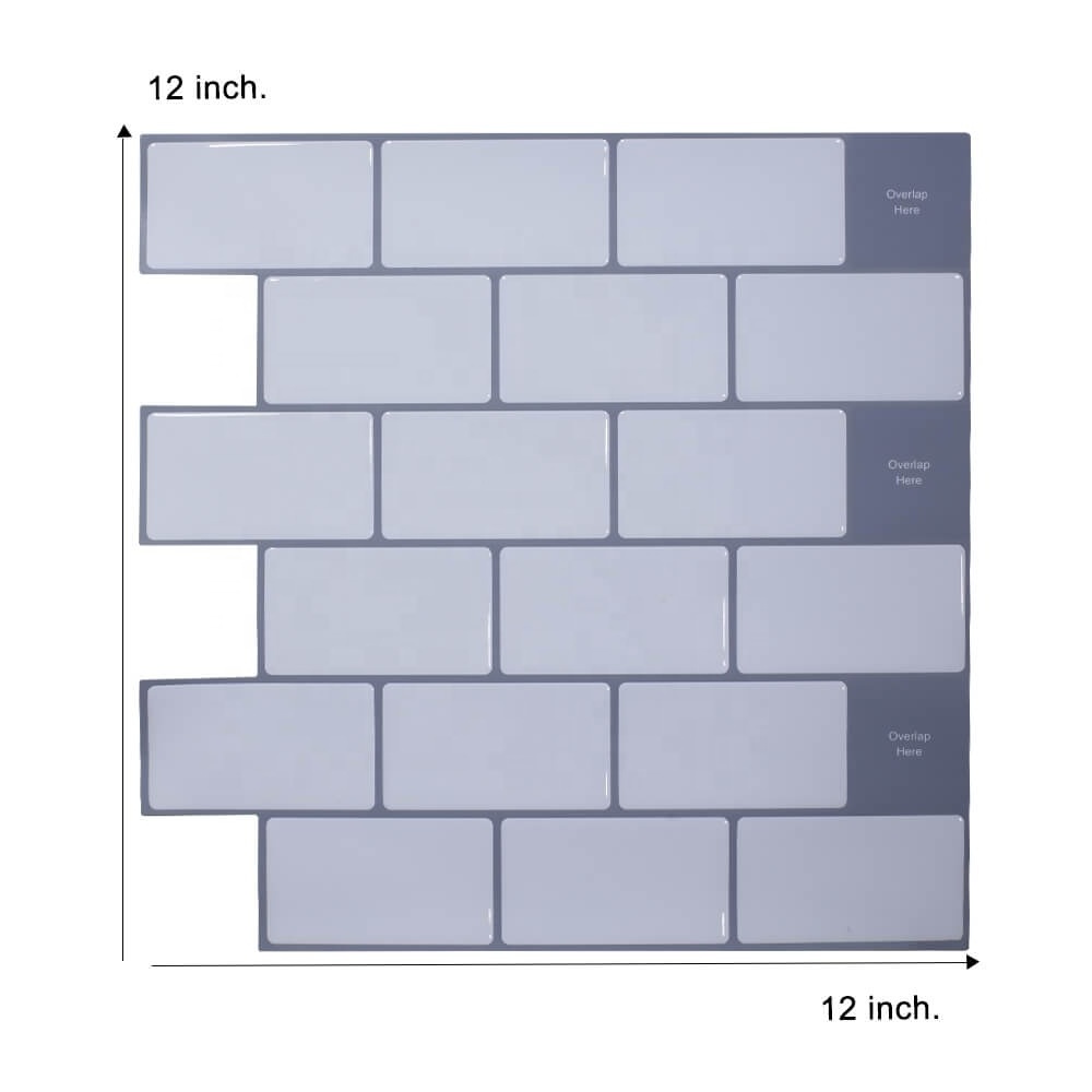 Lovely home peel and stick back splash multi color smart subway white wall tile