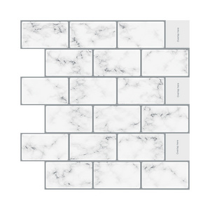 Self Adhesive Bathroom Wall  Tiles Adhesive Tile Sticker Peel n Stick Wall Tile Stick on Kitchen Backsplash White Marble Subway