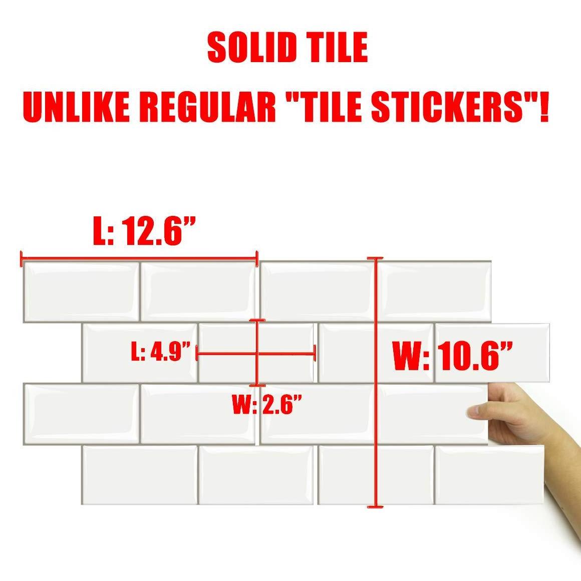 2.5mm Peel and Stick Backsplash Wall Tile  White Subway Sticker Tile DIY Waterproof