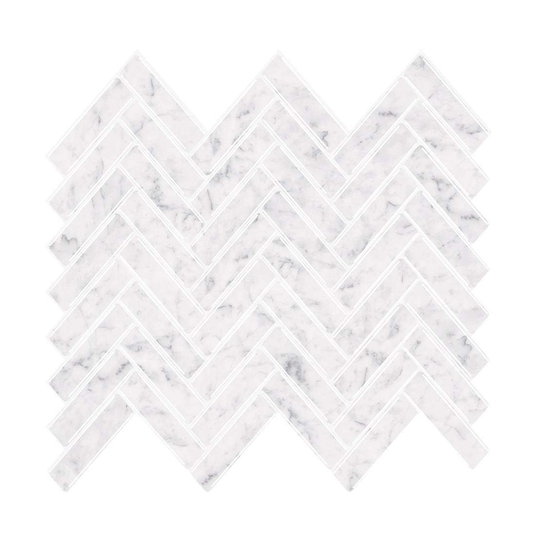 Home Art Wall Tiles 3D Effect Mosaics Sticker 12*12 inch White marble herringbone  wall tiles waterproof for bathroom kitchen