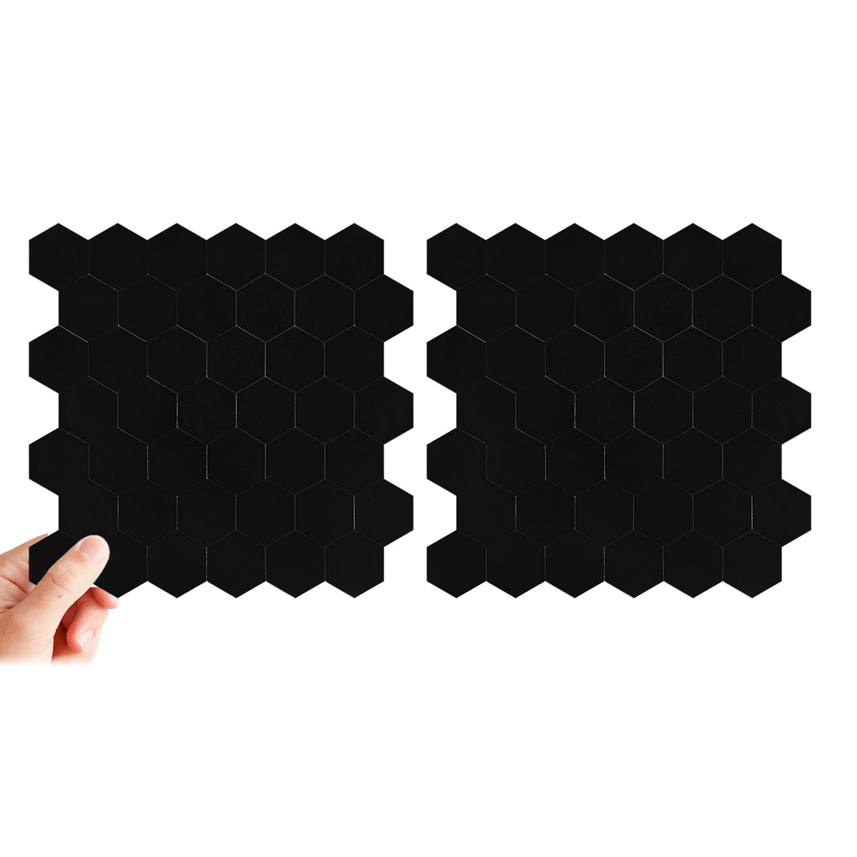 Mosaic Factory Self-Adhesive Hexagon Mosaics  Decorative Black Matt Hexagon Tiles