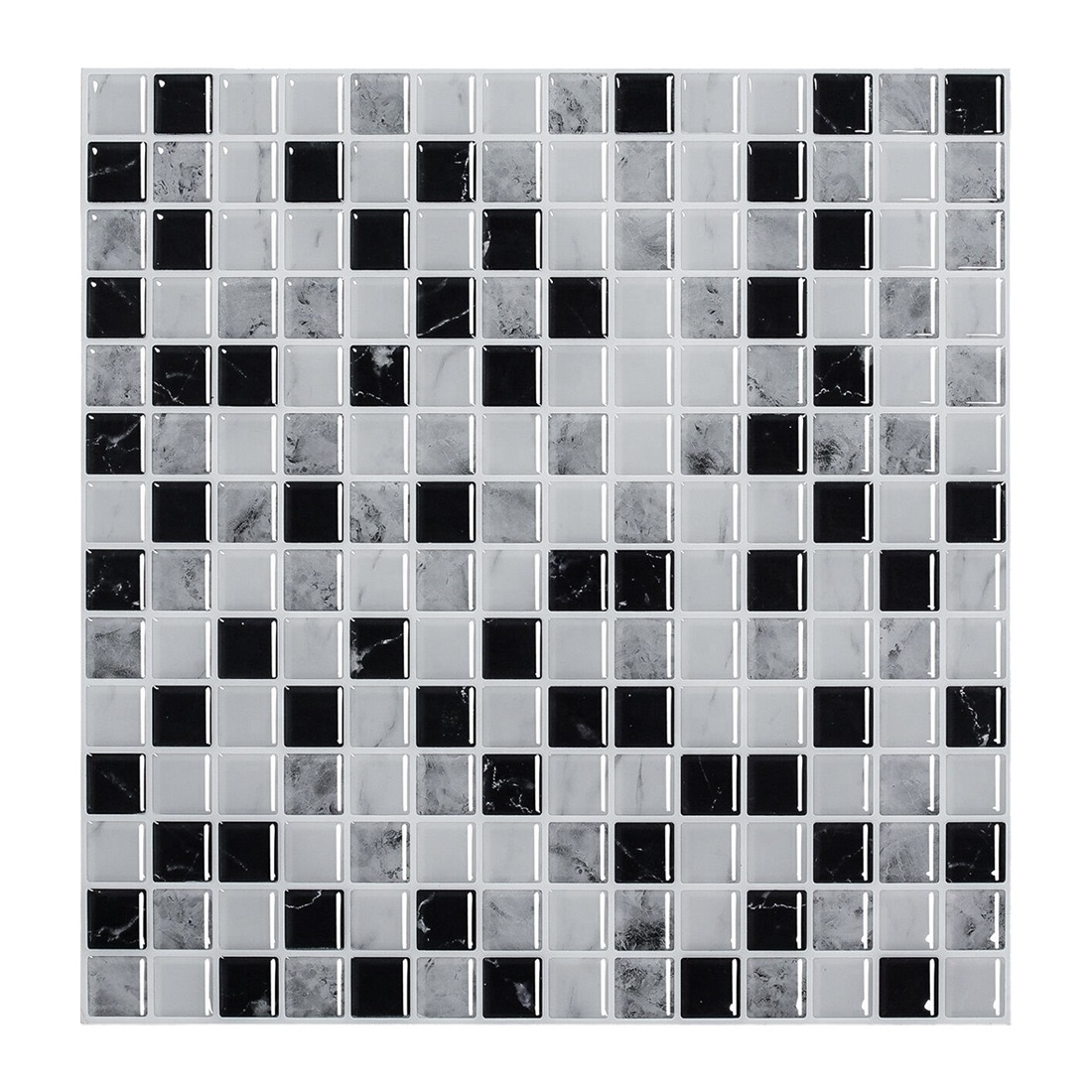 Black marble Square Tile Stickers Stick on Tiles Kitchen Splashbacks Self Adhesive Wall Tiles Enjoy Cooking 3D Gel Mosaic Effect