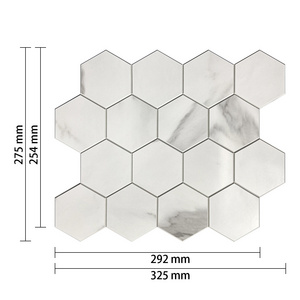 Large Hexagon in white color with marble of Peel and Stick Wall Tile 4MM Thickness Waterproof for kitchen backsplash