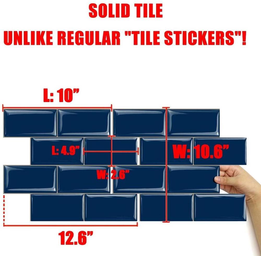 Easy DIY Decoration Peel and Stick Navy Blue Backsplash Subway Tile for Kitchen Walls Mosaic Art