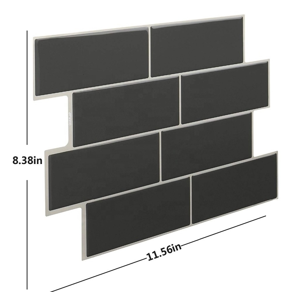 Home Improvement Premium Anti Mold Peel and Stick Wall Tile Backsplash in Subway Matt Design Dark Grey