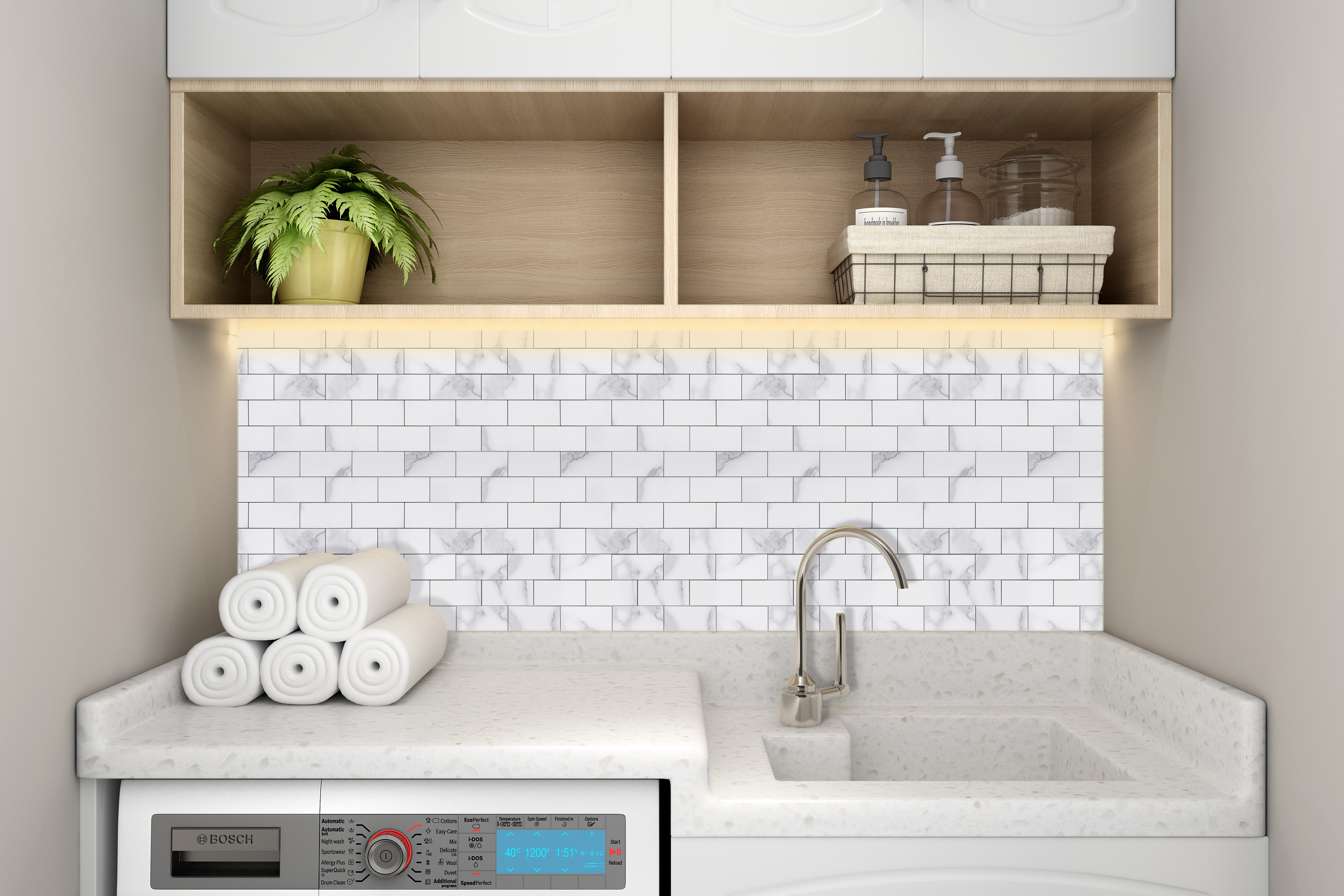 Best Seller  Strong Adhesive White Marble Brick   Composite  Design  Borders For Living Room Backsplash Kitchen