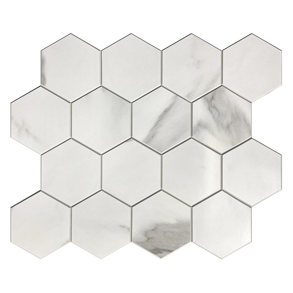 Large Hexagon in white color with marble of Peel and Stick Wall Tile 4MM Thickness Waterproof for kitchen backsplash