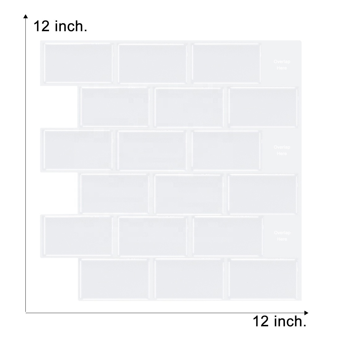 Self Stick Backsplash Subway White Wall Tile Sticker Stick On Removable Anti-Mold Vinyl Peel and Stick Wall Decal